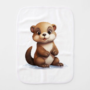 Cartoon otter illustration baby burp cloth