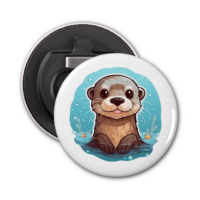 Cartoon otter illustration bottle opener (Front)