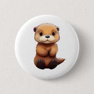 Cartoon otter illustration button