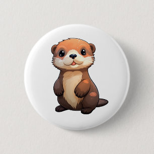 Cartoon otter illustration button