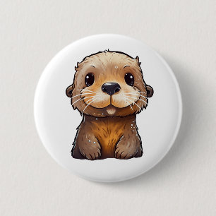 Cartoon otter illustration button