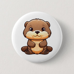 Cartoon otter illustration button