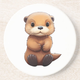 Cartoon otter illustration coaster