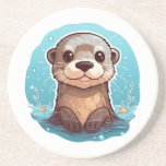 Cartoon otter illustration coaster<br><div class="desc">For true lovers of otters</div>