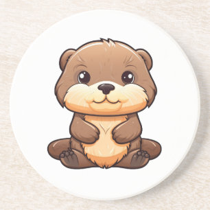 Cartoon otter illustration coaster