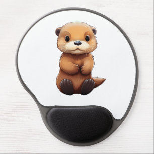 Cartoon otter illustration gel mouse pad