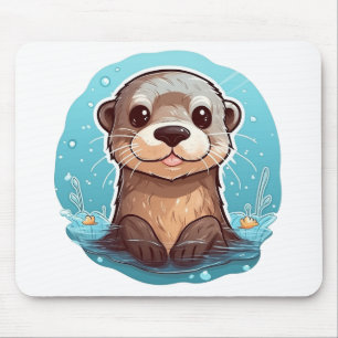 Cartoon otter illustration mouse pad