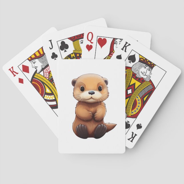 Cartoon otter illustration poker cards (Back)