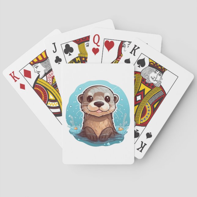 Cartoon otter illustration poker cards (Back)