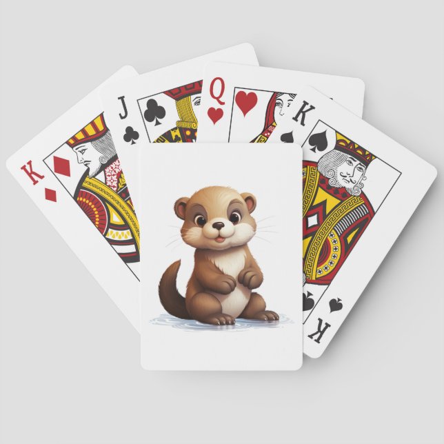 Cartoon otter illustration poker cards (Back)