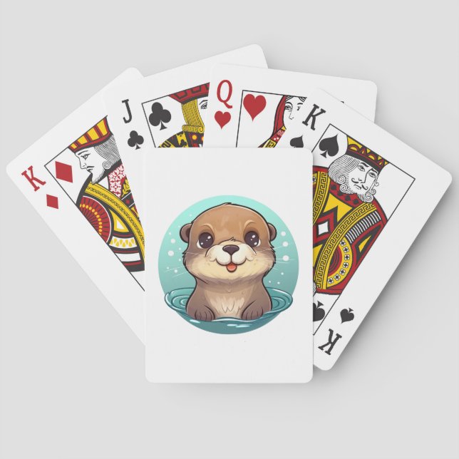 Cartoon otter illustration poker cards (Back)