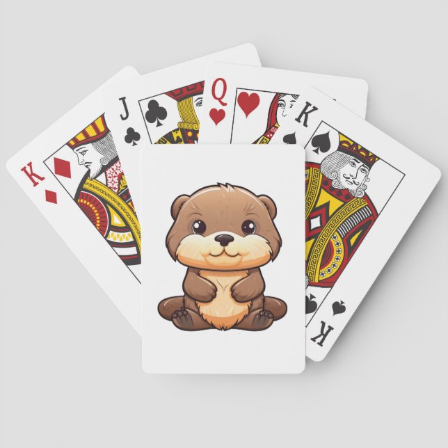 Cartoon otter illustration poker cards (Back)