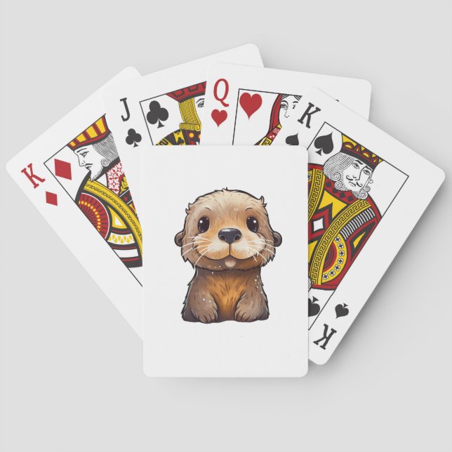Cartoon otter illustration poker cards (Back)