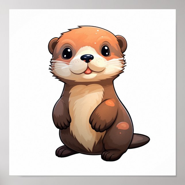 Cartoon otter illustration poster (Front)