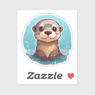 Cartoon otter illustration sticker