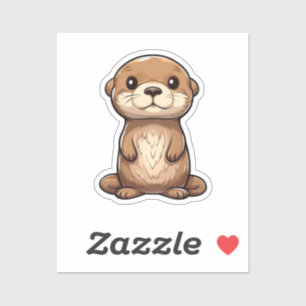 Cartoon otter illustration sticker
