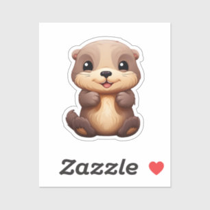 Cartoon otter illustration sticker