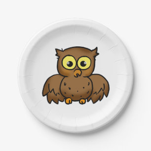 cartoon owl bird paper plates