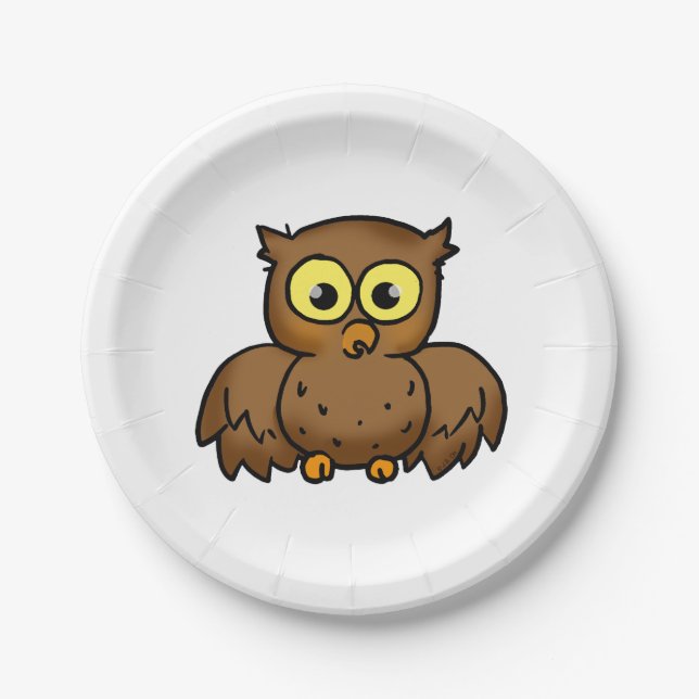 cartoon owl bird paper plates (Front)