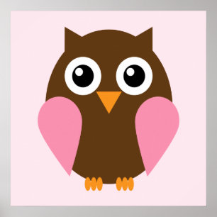 Cartoon Owl Children's Wall Art {Pink}
