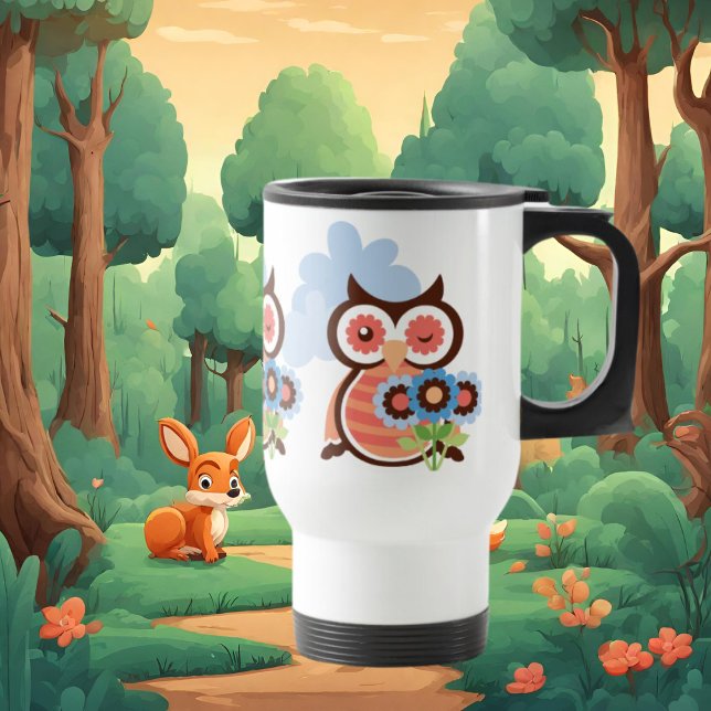 cartoon owl coffee travel mug (Creator Uploaded)