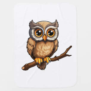 Cartoon owl illustration baby blanket