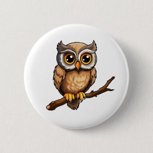 Cartoon owl illustration button
