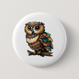 Cartoon owl illustration button