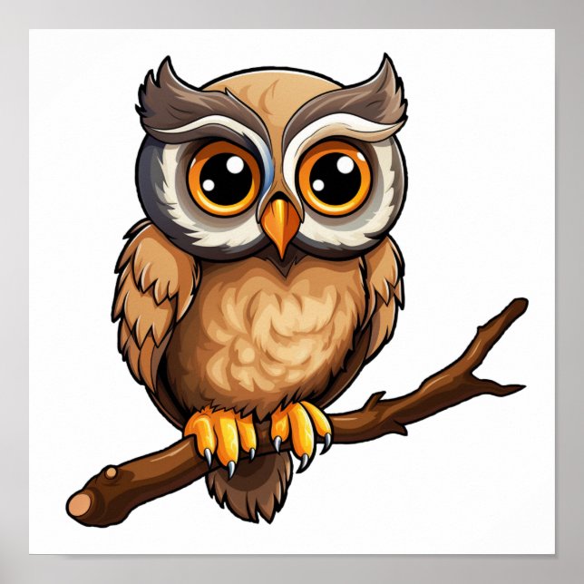 Cartoon owl illustration poster (Front)