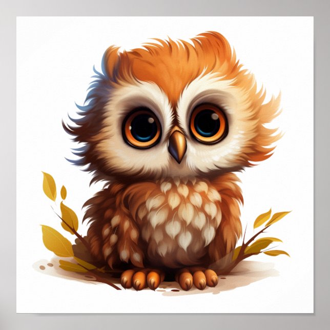 Cartoon owl illustration poster (Front)