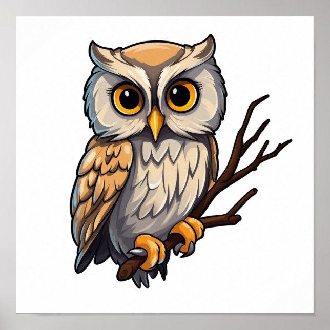 Cartoon owl illustration poster (Front)