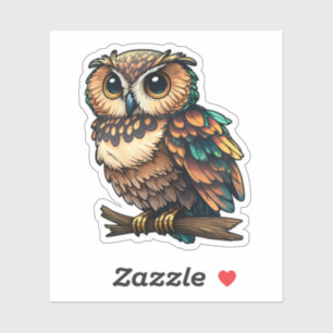 Cartoon owl illustration sticker
