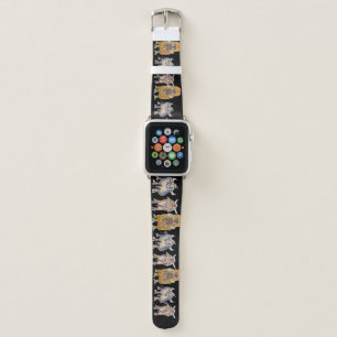 Cartoon Oxen on Black Apple Watch Band