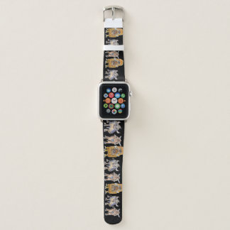 Cartoon Oxen on Black Apple Watch Band