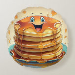 Cartoon Pancakes Round Pillow – Whimsical and Fun 