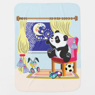 cartoon panda and moon stroller blanket