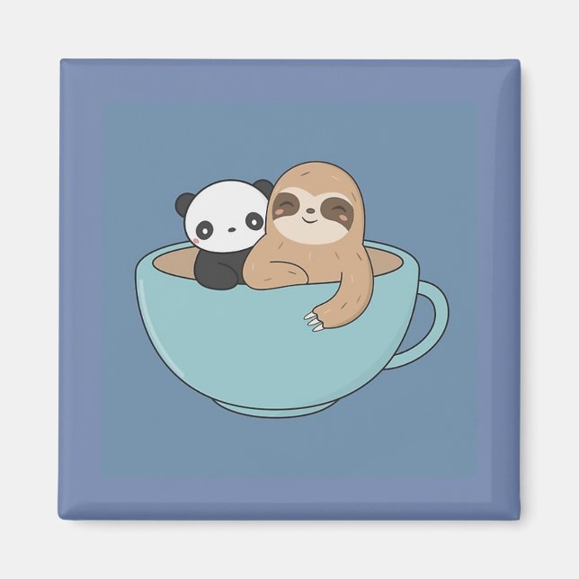 Cartoon Panda Bear and Sloth  Magnet (Front)