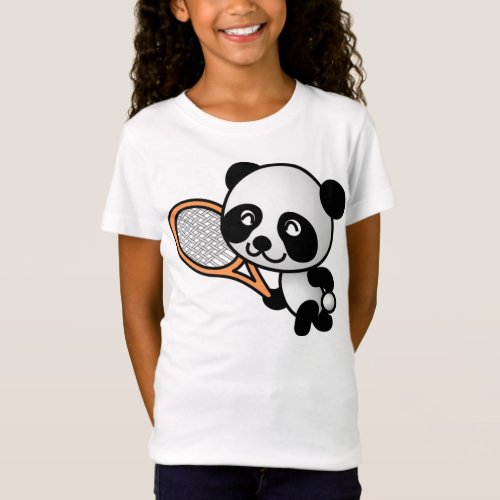 Cartoon Panda Bear Tennis Player T_Shirt