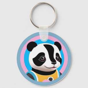 Cartoon Panda Colorful Illustration Keychain