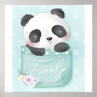 Cartoon Panda | Cute Panda Is In Pocket Poster