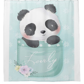 Cartoon Panda | Cute Panda Is In Pocket Shower Curtain