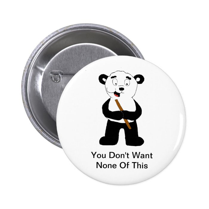 Cartoon Panda Eating Bamboo Pinback Buttons