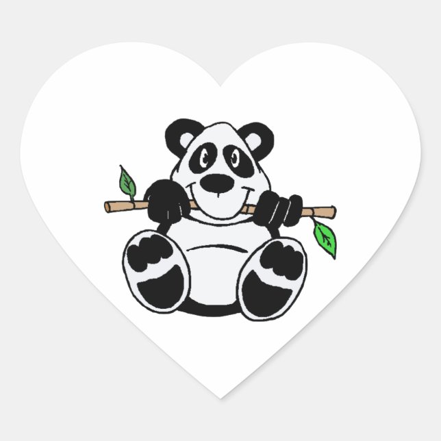 Cartoon Panda Heart Sticker (Front)
