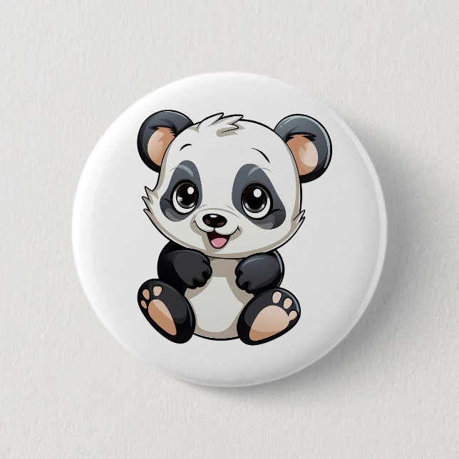 Cartoon panda illustration button (Front)