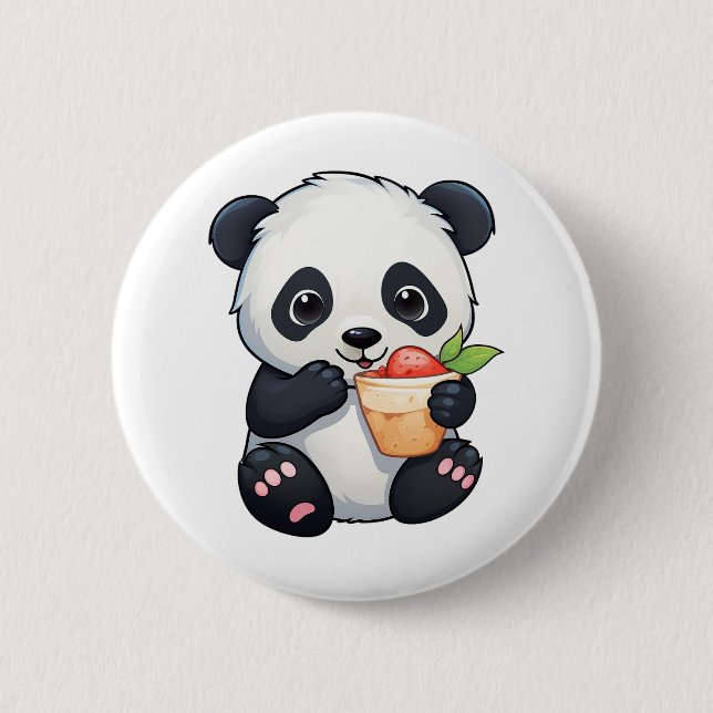Cartoon panda illustration button (Front)