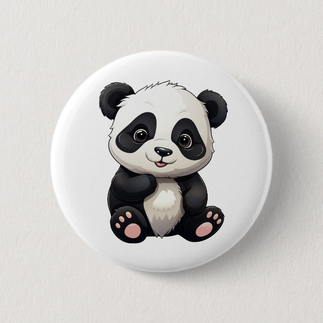 Cartoon panda illustration button (Front)