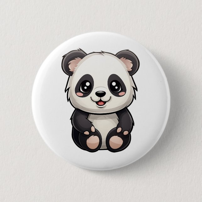 Cartoon panda illustration button (Front)