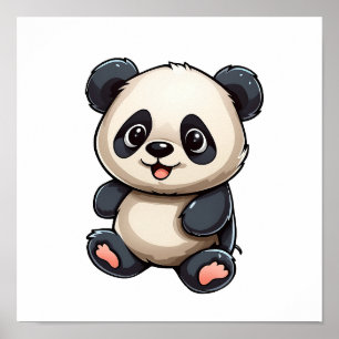 Cartoon panda illustration poster