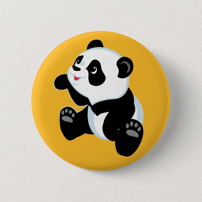 cartoon panda pinback button (Front)