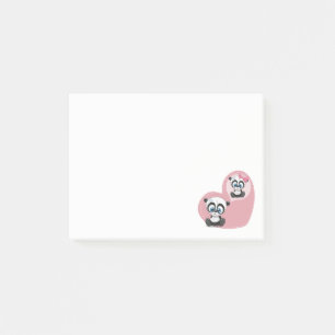 Cartoon Panda Teddy Bear Pink Heart Love Post-it Notes